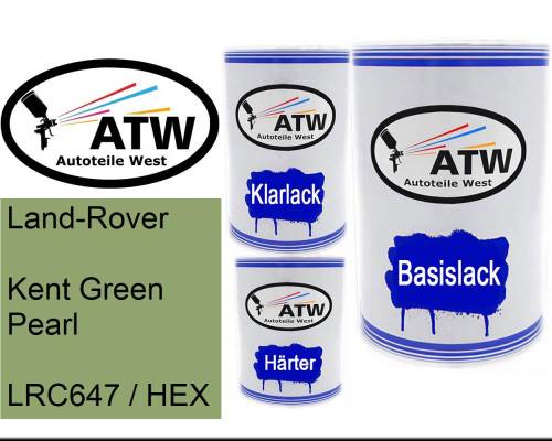 Land-Rover, Kent Green Pearl, LRC647 / HEX: 500ml Lackdose + 500ml Klarlack + 250ml Härter - Set, von ATW Autoteile West.